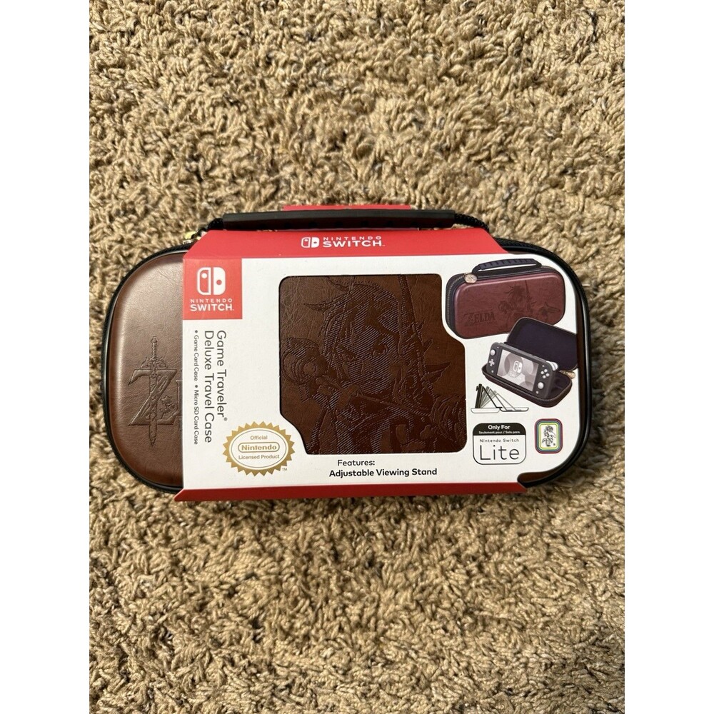 Nintendo Switch LITE Deluxe Leather Travel Case- Legend of Zelda, NEW !!